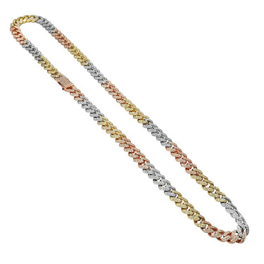 14k Tri Tone Gold Diamond Cuban Chain 12.0 ctw